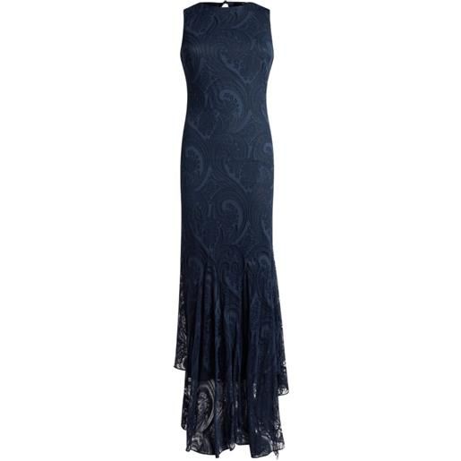 ETRO abito lungo in misto cotone con motivo paisley - blu