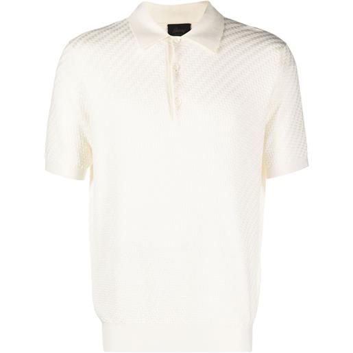 Brioni polo a coste - bianco
