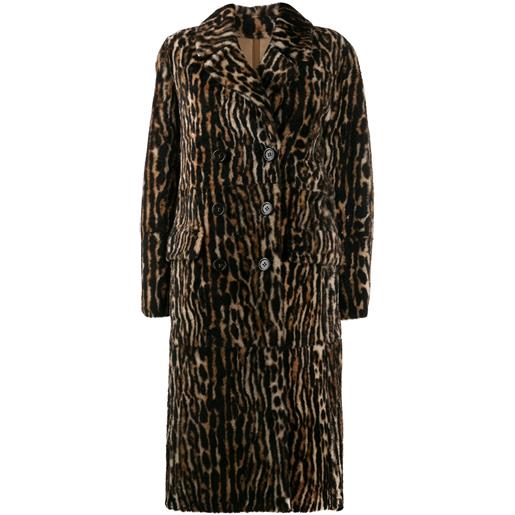Yves Salomon cappotto ocelot con stampa - marrone