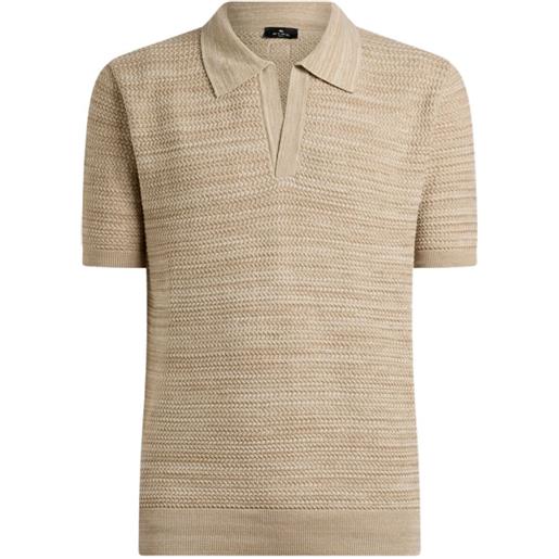 ETRO polo in maglia con cuciture intrecciate - toni neutri