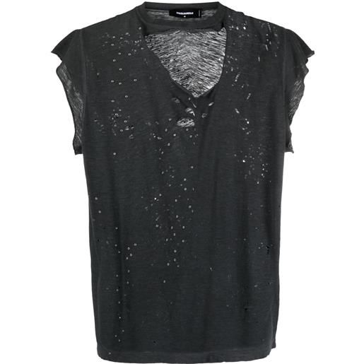 DSQUARED2 t-shirt con effetto vissuto - grigio