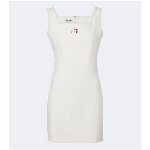 Miu Miu abito corto in jersey di cotone con pelle