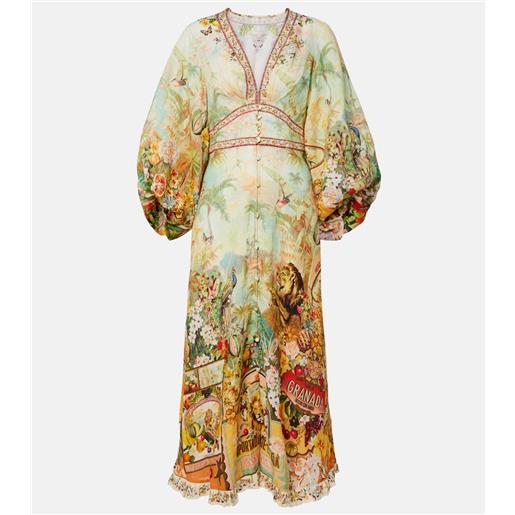 Camilla abito midi in lino con stampa