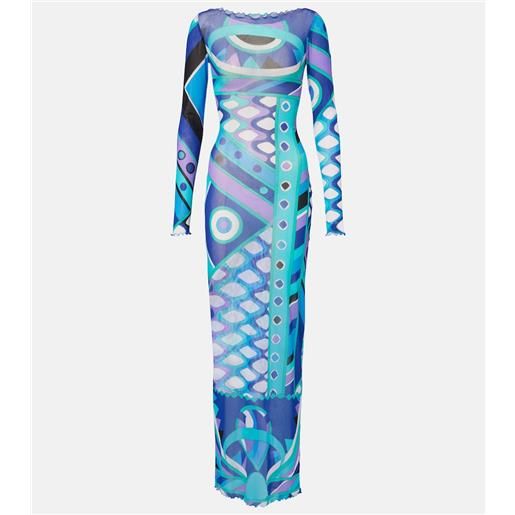 Pucci abito lungo vivara in tulle con volant