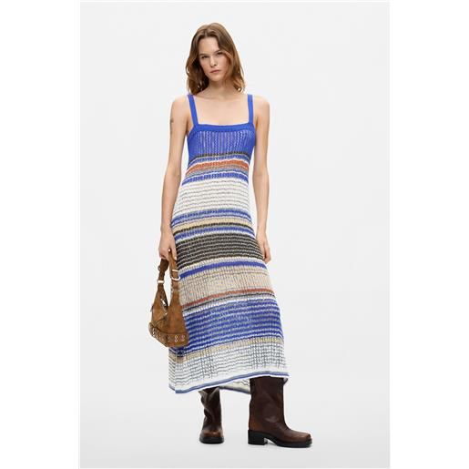 Desigual, vestito lungo in maglia, donna, blu, l