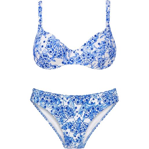 TWINSET bikini twinset con ferretto e ricamo sangallo toile de jouy