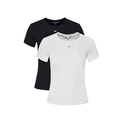 Tommy Jeans donna t-shirt maniche corte confezione da 2 essential rib slim fit