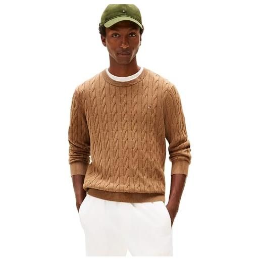 Tommy Hilfiger donna pullover classic cotton con motivo a trecce, giallo (morning side yellow heather), s