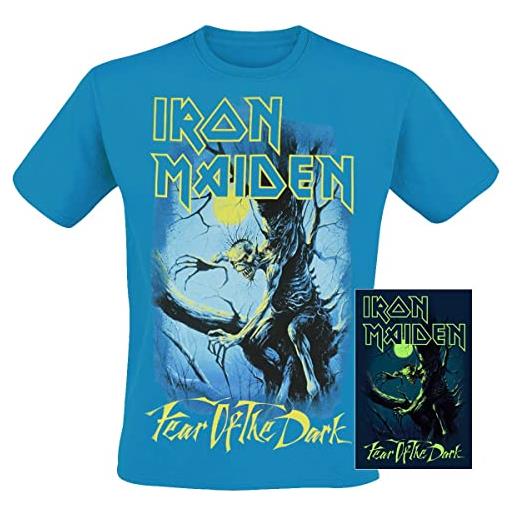 Iron Maiden fear of the dark - glow in the dark uomo t-shirt blu xl 100% cotone regular