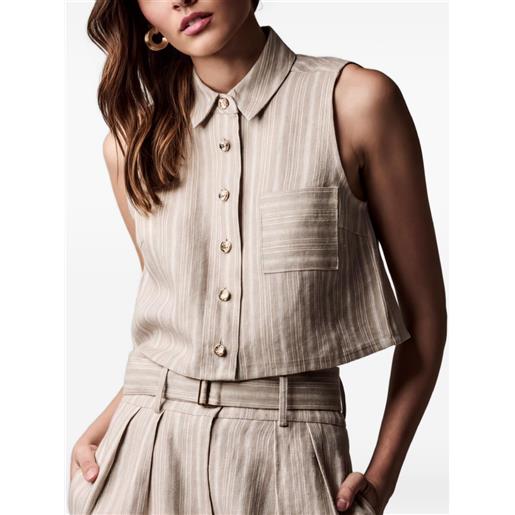 HEVRON camicia katja smanicata a righe - toni neutri