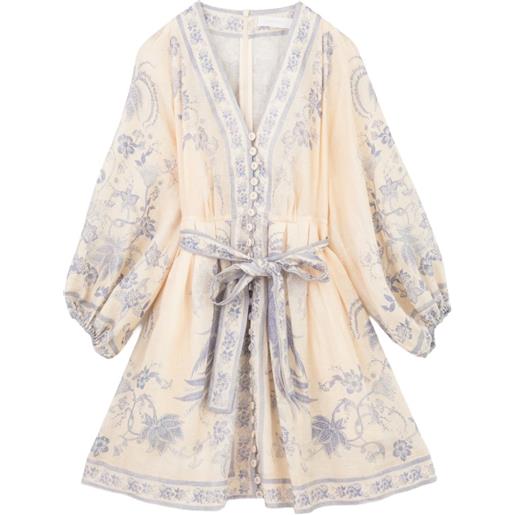 ZIMMERMANN abito a fiori con cintura - toni neutri
