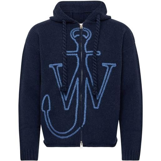 JW Anderson cardigan con zip e logo anchor - blu