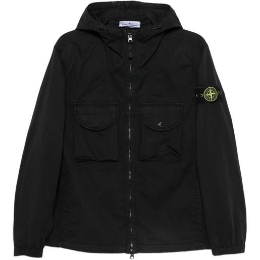 Stone Island piumino con cappuccio e logo - nero