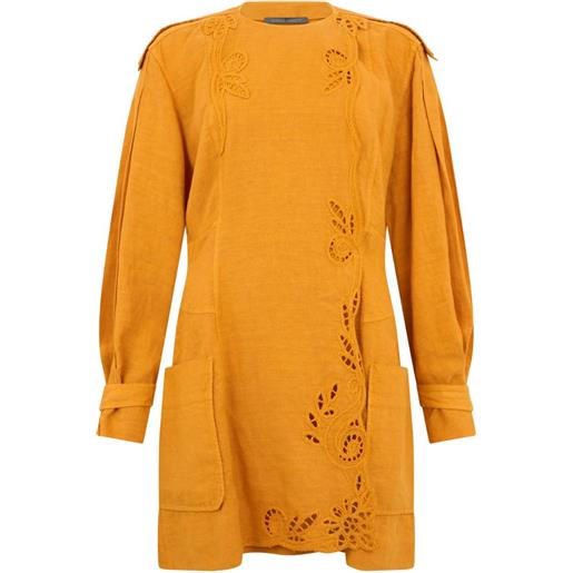 Alberta Ferretti abito corto con maniche a campana - giallo