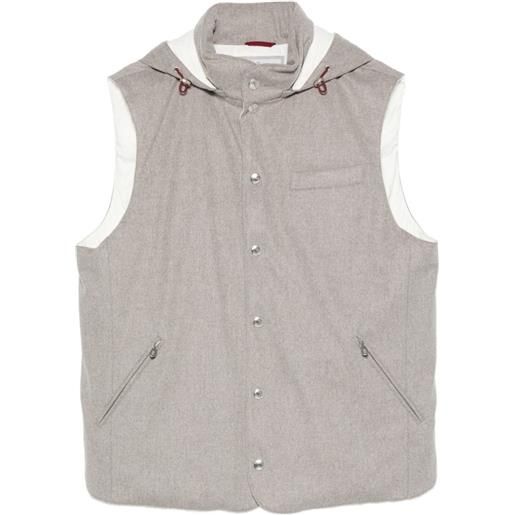 Brunello Cucinelli gilet con cappuccio - grigio