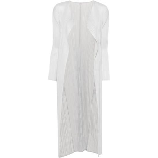 Pleats Please Issey Miyake cardigan aperto lungo - grigio