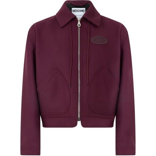 Moschino giacca crop con zip - viola