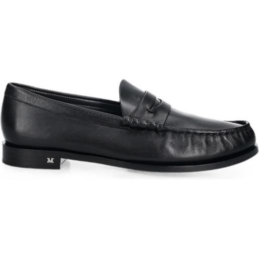 Max Mara mocassini in pelle con placca logo - nero