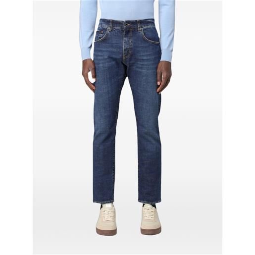 Fay jeans slim con effetto schiarito - blu