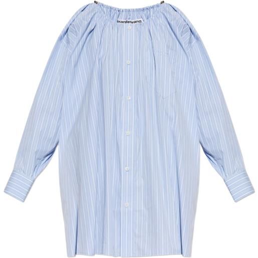 Alexander Wang abito a righe con spalle scoperte - blu