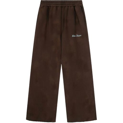 Thirteen Studios pantaloni sportivi con logo ricamato - marrone