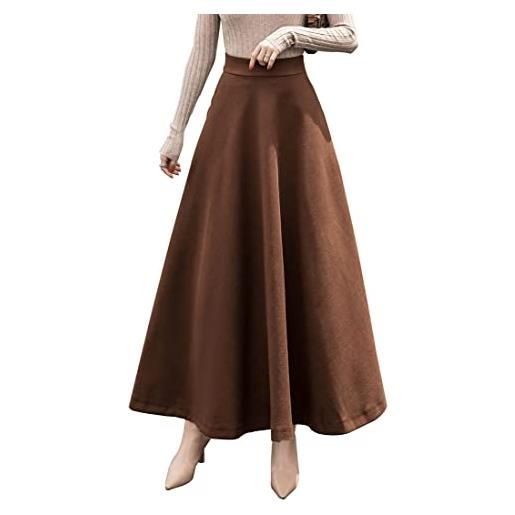 Artykey gonna lunga invernale donna elegante scozzese lana vita alta con tasche | 20 colori gonna donna con tasche, fodera morbida, vita elastica e zip. Perfetta per un look casual quotidiano. 