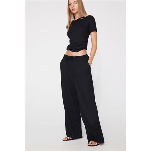 Tezenis pantaloni lunghi a palazzo crinkle donna nero