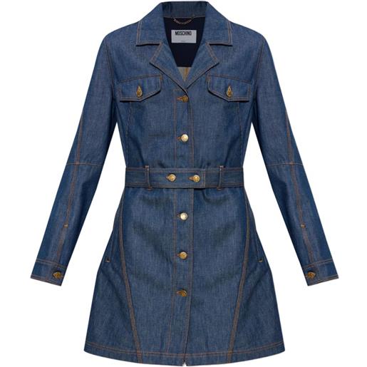 Moschino abito corto con cintura e abbottonatura sul davanti - blu
