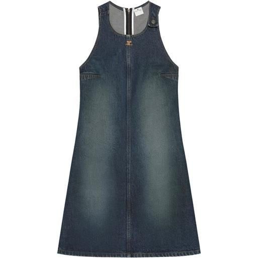 Courrèges abito corto denim svasato - blu