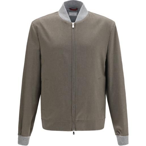 Brunello Cucinelli bomber con zip - marrone