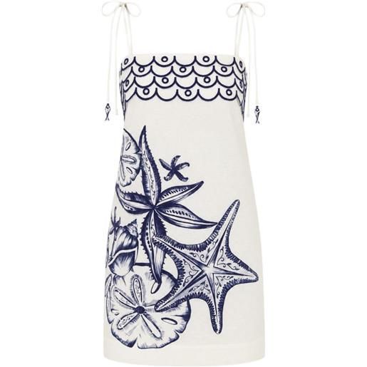 FARM Rio abito corto coast stars con ricamo - bianco