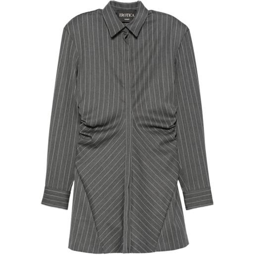 DONDUP pinstripe-pattern ruched-detailing mini dress - grigio