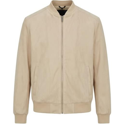Tombolini suede-finish zip-up bomber jacket - toni neutri
