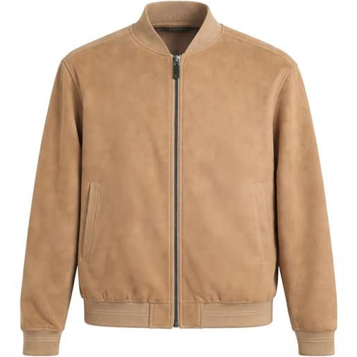 Pal Zileri leather bomber jacket - toni neutri