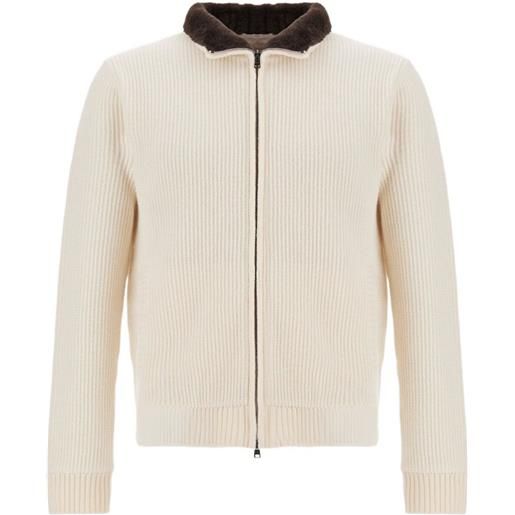 Herno cardigan in maglia a coste - bianco