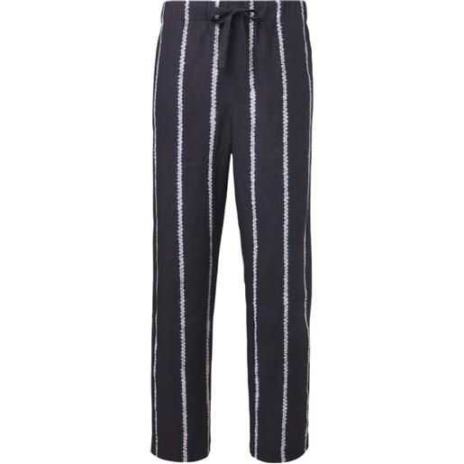 COMMAS pantaloni in lino a righe shibori - blu