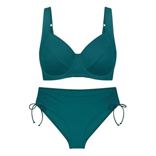 dolcecasabiancheria triumph bikini donna summer mix & match, reggiseno con ferretto w 01 coppe grandi e-f, supporto power-mesh e slip midi regolabile, eu 40 e - it 46 e verde