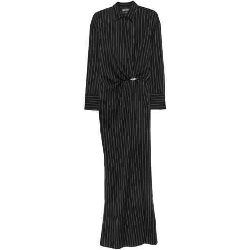 DONDUP pinstripe-pattern wrap-style maxi dress - nero