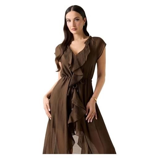 GUESS donna vestito lungo w6gk87w2111 lyocell marrone xs