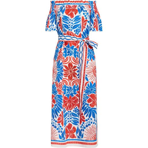 Marie Oliver abito lola a fiori con spalle scoperte - blu