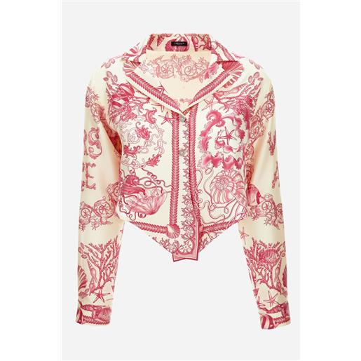 Versace informal shirt in underwater barocco bicolour foulard on silk twill