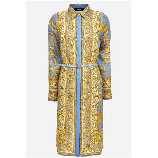 Versace dress in twill poly barocco palm print