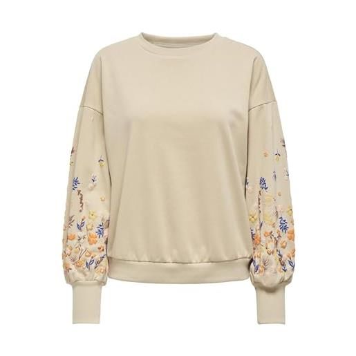 ONLY onlbrooke l/s o-neck flower swt noos, kaki pallido, m donna