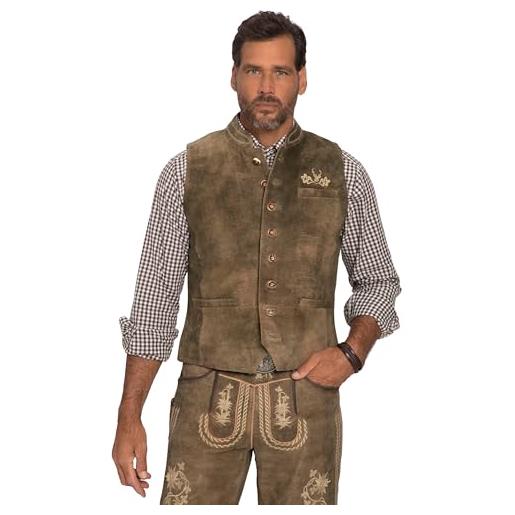 JP 1880 gilet da uomo, taglie grandi, taglie forti, l-8xl, in pelle scamosciata di capra, costume tradizionale, colletto alto 796703, muschio, 70