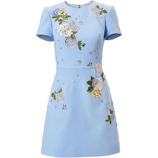 Carolina Herrera abito corto con ricamo - blu