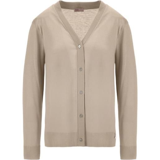 Herno cardigan a coste con scollo a v - toni neutri