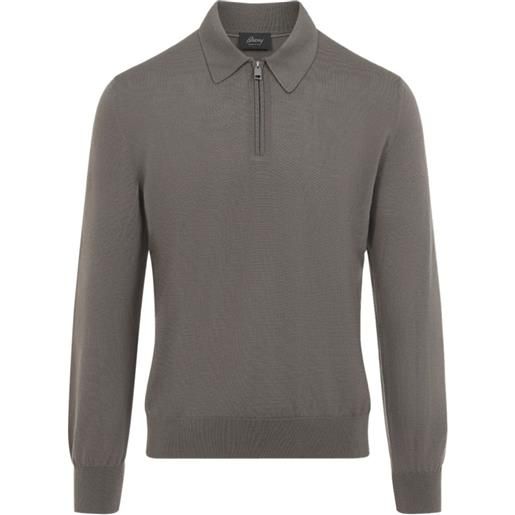 Brioni polo con zip - grigio