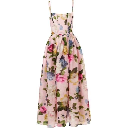 Carolina Herrera abito lungo con stampa a fiori - rosa