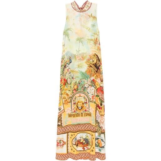 Camilla abito midi con stampa - giallo