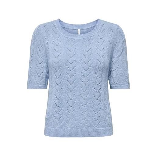 ONLY onlsunny ss o-neck knt, soft chambray, s donna